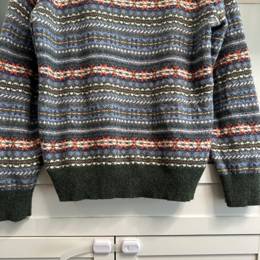 J.Crew Lambswool Blend Fair Isle Crewneck Sweater Mens L Heritage Nordic Cabin - Picture 10 of 11